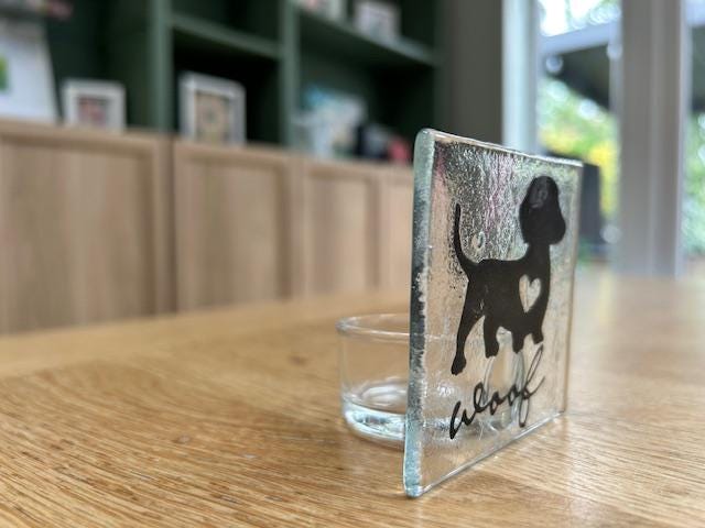 Fused Glass Dog Art – | Dachshund Pet Lover Gift | Christmas or Birthday Decor - pet silhouette