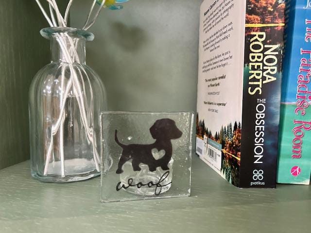 Fused Glass Dog Art – | Dachshund Pet Lover Gift | Christmas or Birthday Decor - pet silhouette