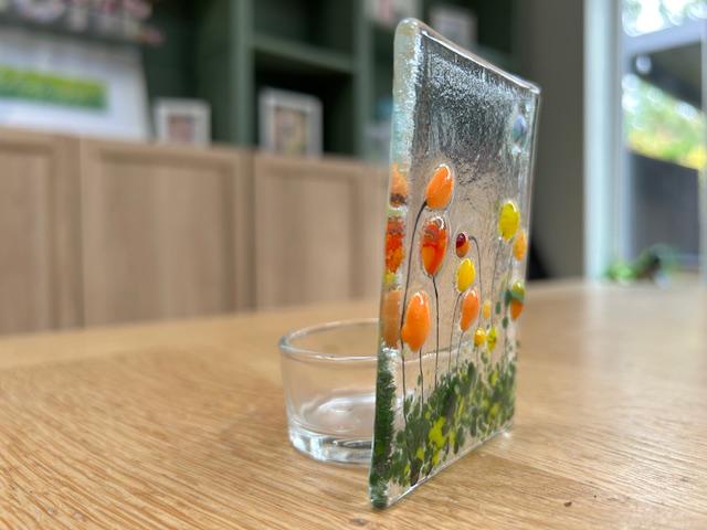 Floral Glass Tea Light Holder