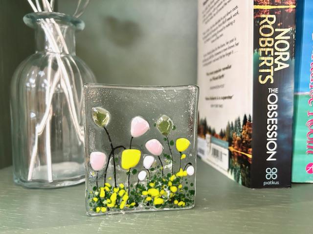Floral Glass Tea Light Holder