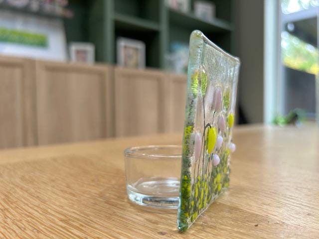 Floral Glass Tea Light Holder