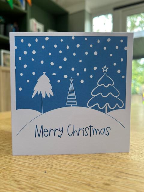 Handmade Christmas trees keepsake card