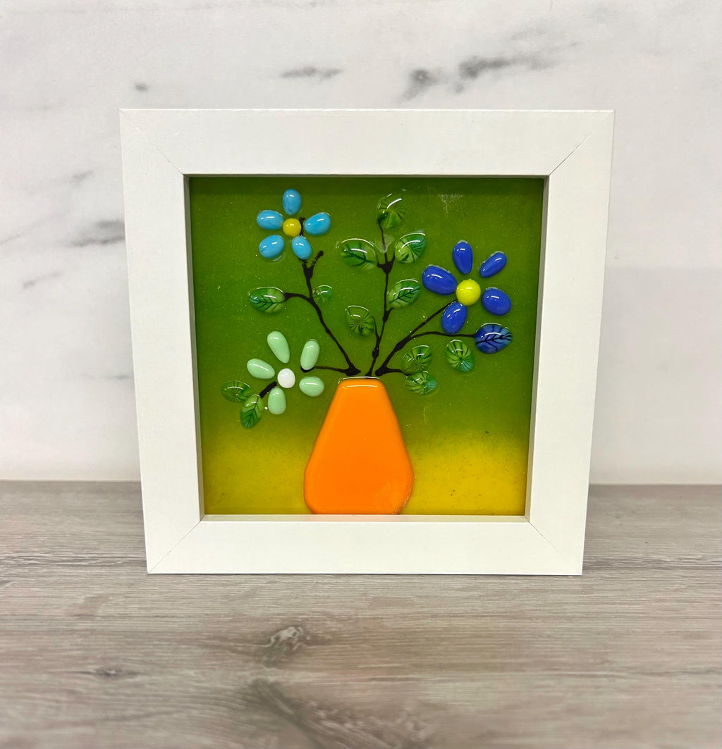 Handmade Fused Glass flower box frame