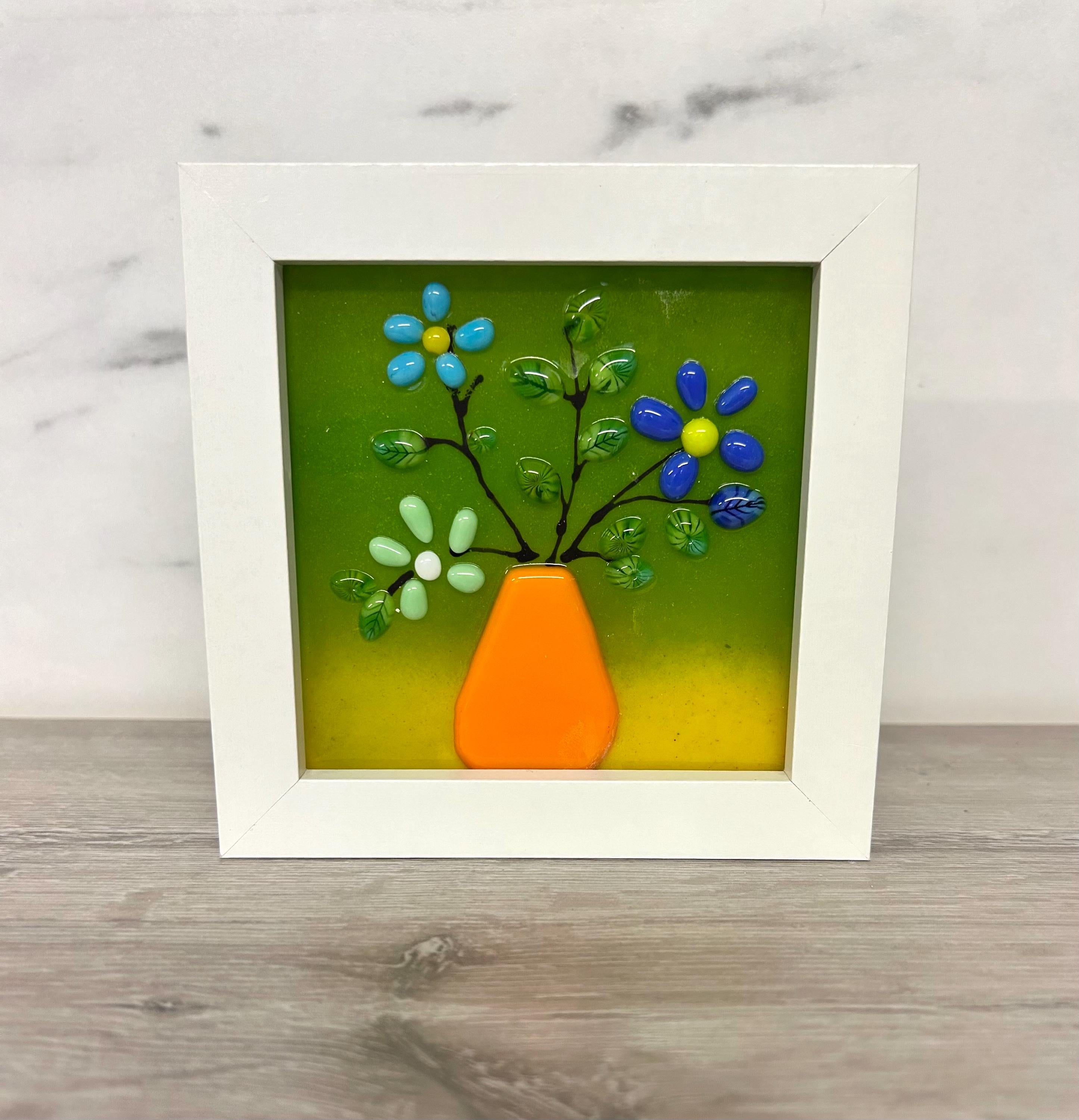 Handmade Fused Glass flower box frame