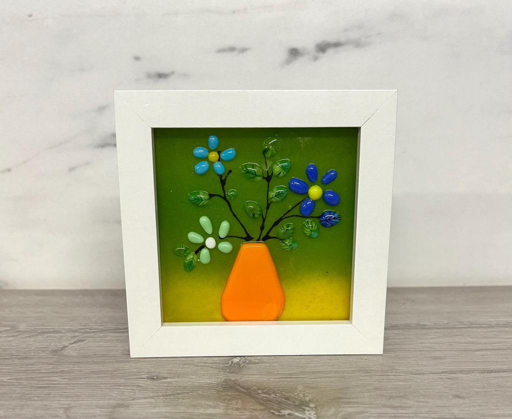 Handmade Fused Glass flower box frame