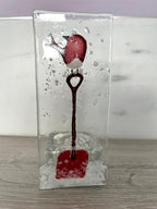 Handmade Fused Glass Tea Light Holder – Red Robin - Robin red breast - Xmas robin – Bird Lover Gift