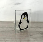 Handmade Fused Glass Tea Light Holder – Cute little Penguin – Xmas tea light holder - Xmas gift