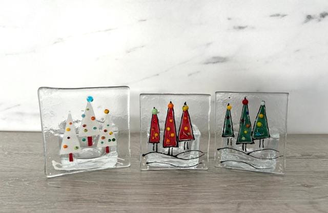 Fused glass Christmas tree, festive ornament, holiday decoration, holiday mantel decor, tabletop decoration, Christmas gift