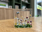 Floral Fused Glass Tealight Holder – Garden-Inspired Candle Dish – Gift for Her - Handmade tea light - Nature inspired home decor