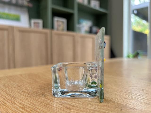 Floral Fused Glass Tealight Holder – Garden-Inspired Candle Dish – Gift for Her - Handmade tea light - Nature inspired home decor