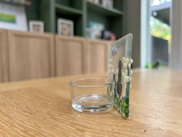 Fused Glass Tea Light Holder – Dog, Cat & Mouse Silhouettes – Handmade Animal Candle Decor