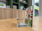 Fused Glass Cat Tealight Holder – Handmade Floral Candle Gift – Ideal for Christmas & Birthdays