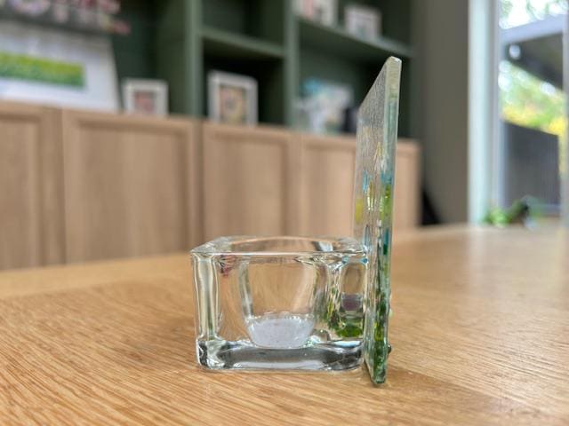 Fused Glass Tea Light Holder – Handmade Floral Candle Gift – Ideal for Christmas & Birthday Presents
