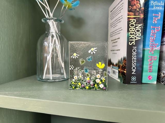 Fused Glass Tea Light Holder – Handmade Floral Candle Gift – Ideal for Christmas & Birthday Presents
