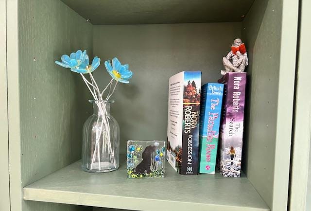 Fused Glass Dog Silhouette Tea Light Holder - blues