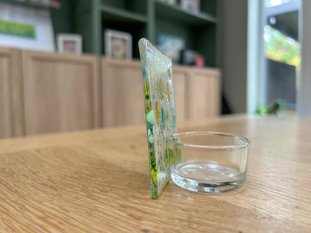 Fused Glass Floral tea light holder