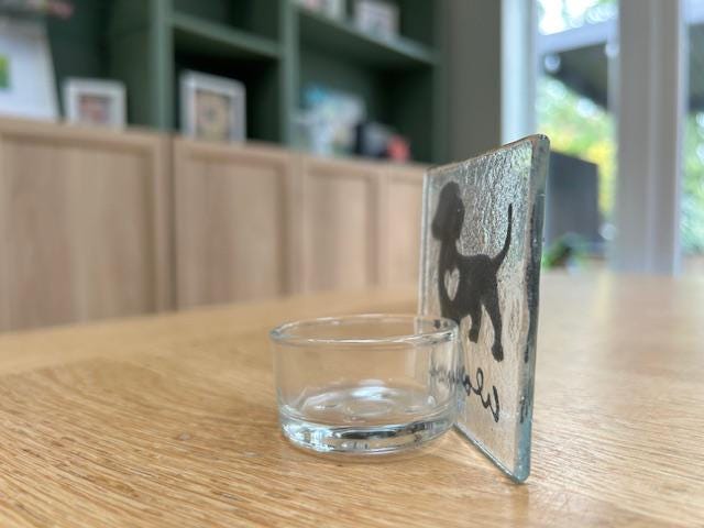 Fused Glass Dachshund tealight holder