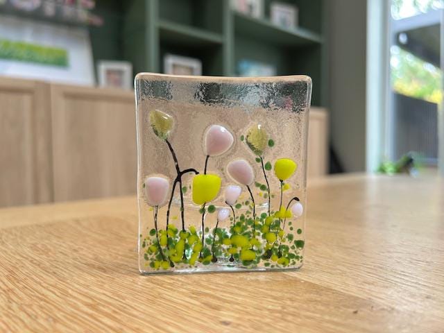 Floral Glass Tea Light Holder