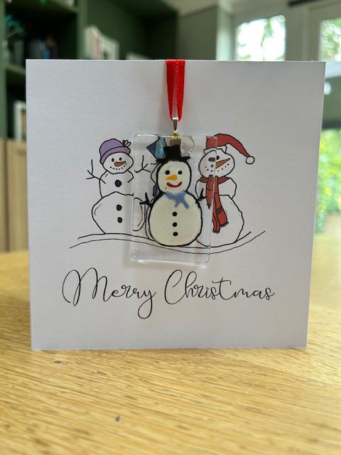 Handmade snowman Christmas keepsake card