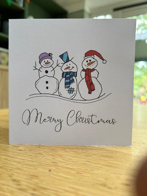 Handmade snowman Christmas keepsake card