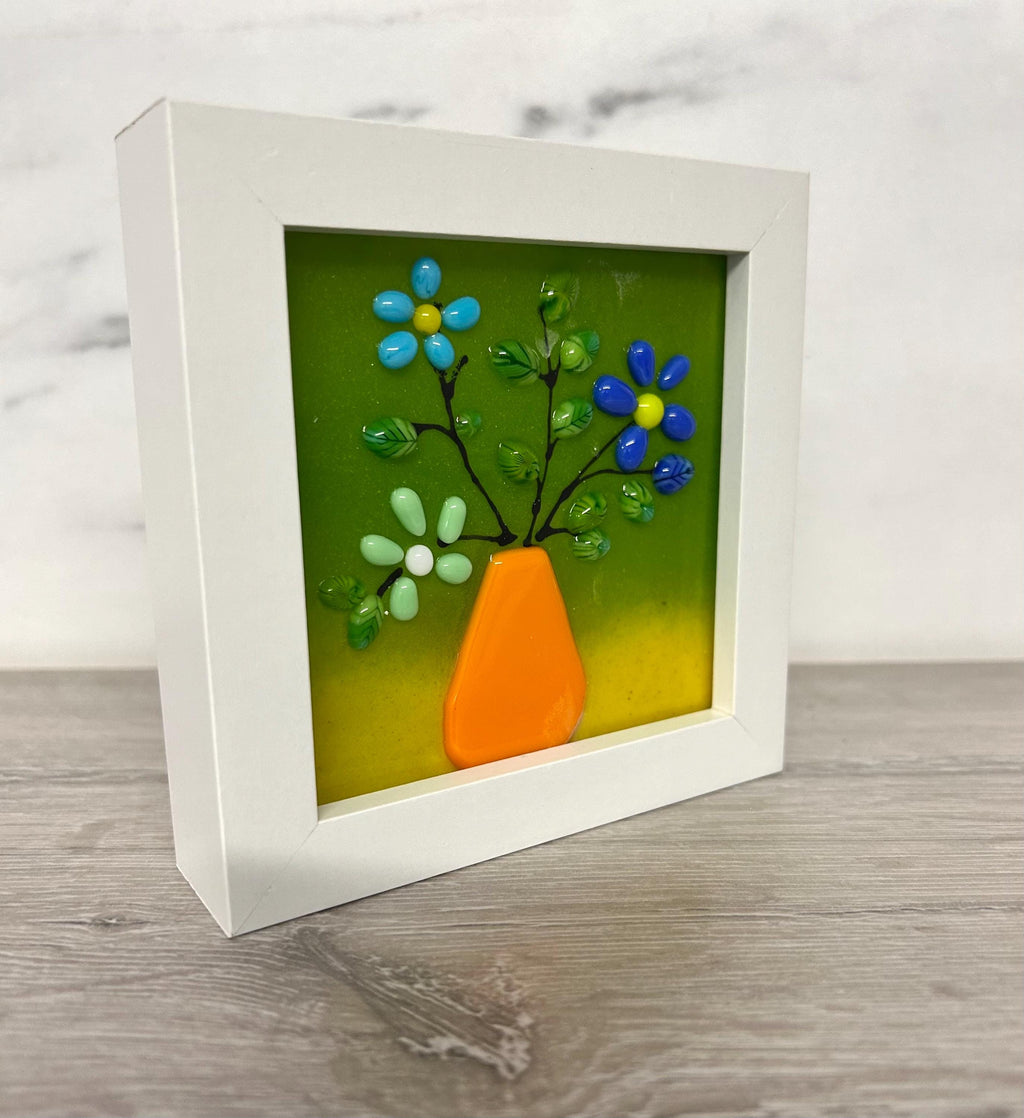 Handmade Fused Glass flower box frame