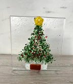 Fused Glass Christmas Tree Tea Light Holder