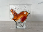 Fused Glass Christmas Robin Tea Light Holder