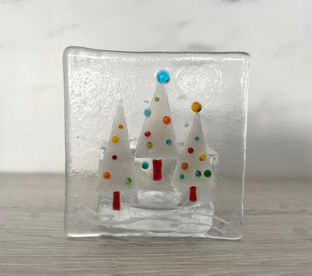 Fused glass Christmas tree, festive ornament, holiday decoration, holiday mantel decor, tabletop decoration, Christmas gift