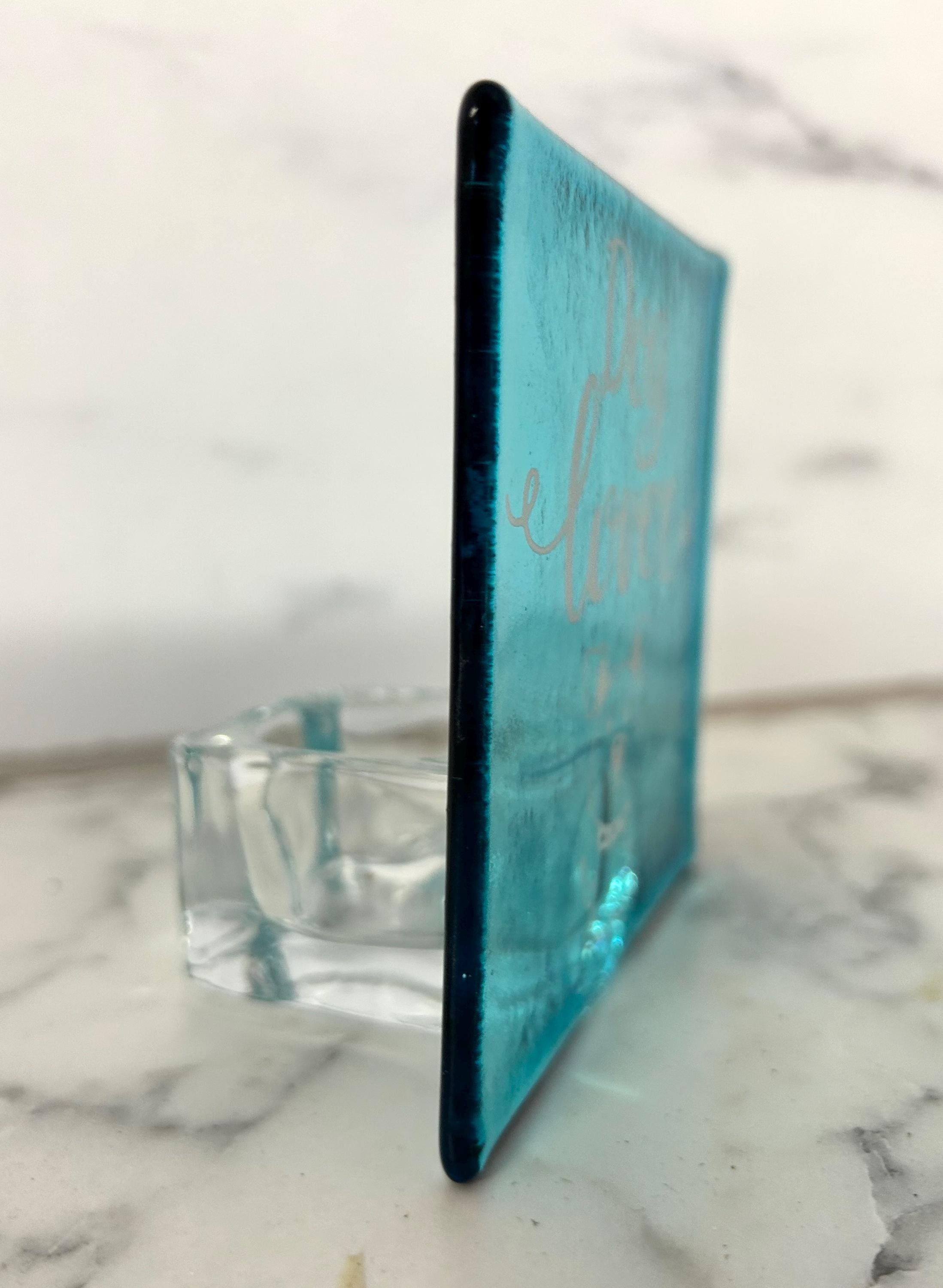 Fused glass screen printed dog lover tea light holder