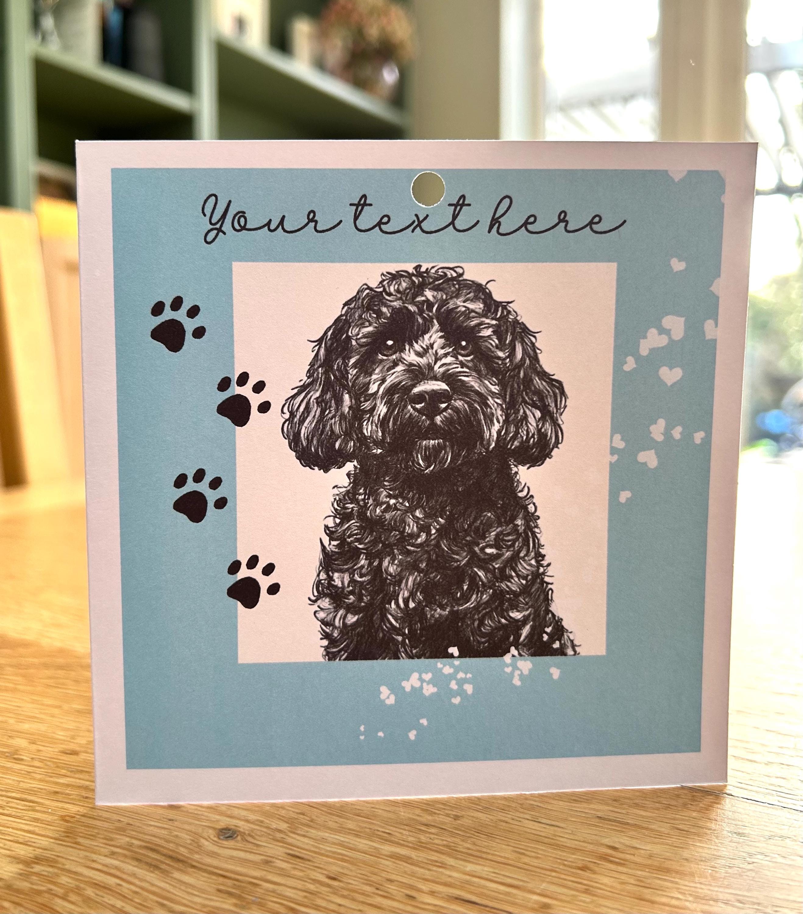 Cockerpoo greetings card with glass ornament