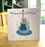 Birthday card with glass ornament