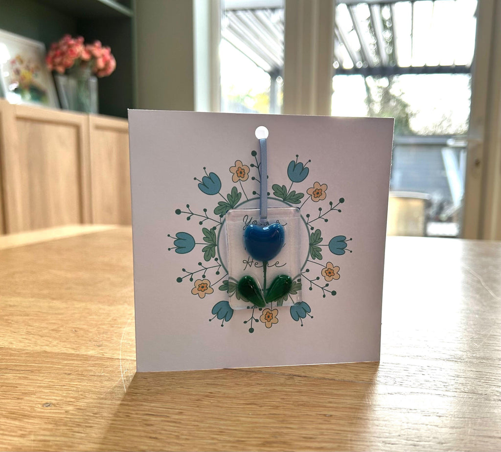 Flower card with Glass Keepsake
