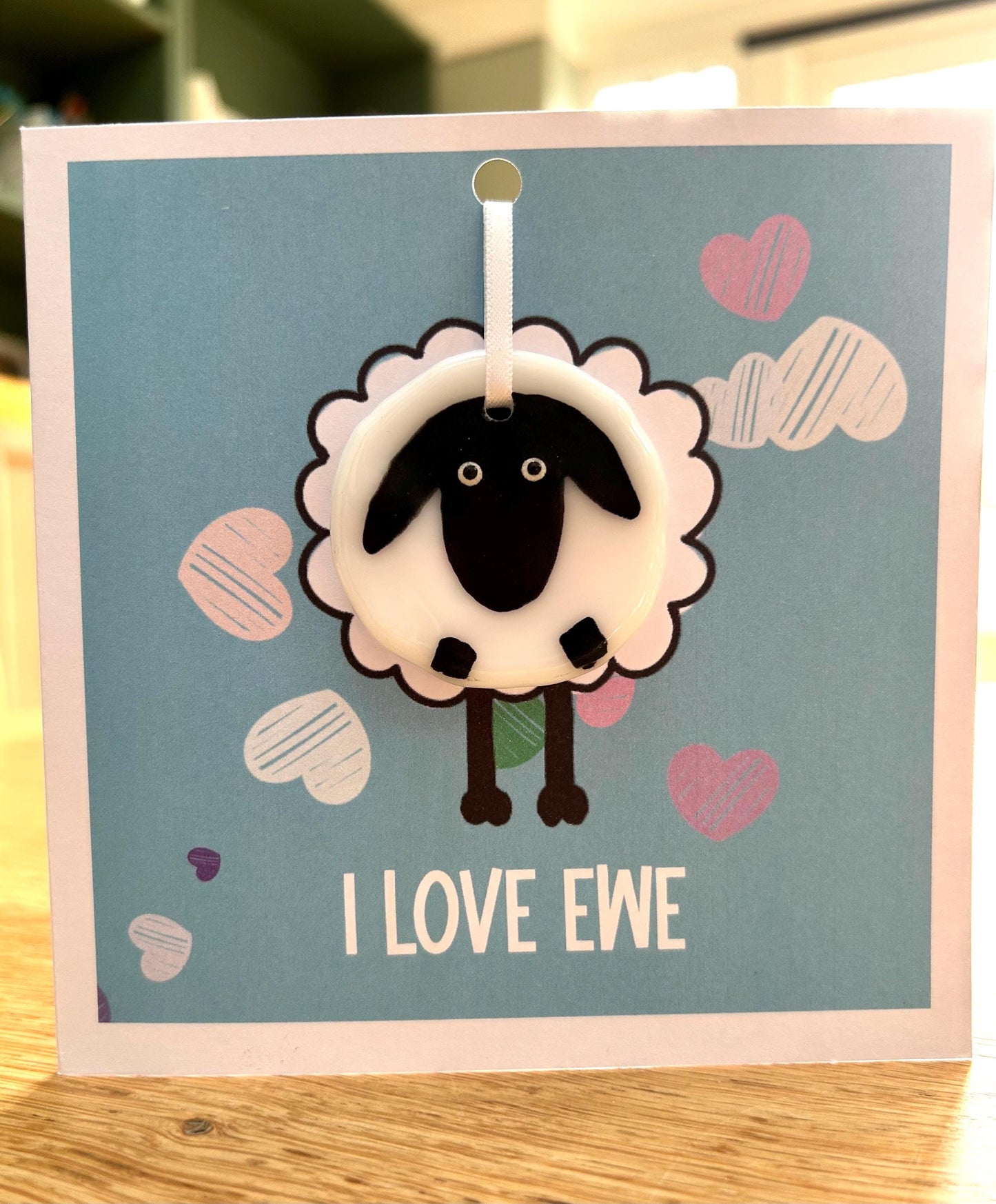 Sheep card with Glass Keepsake