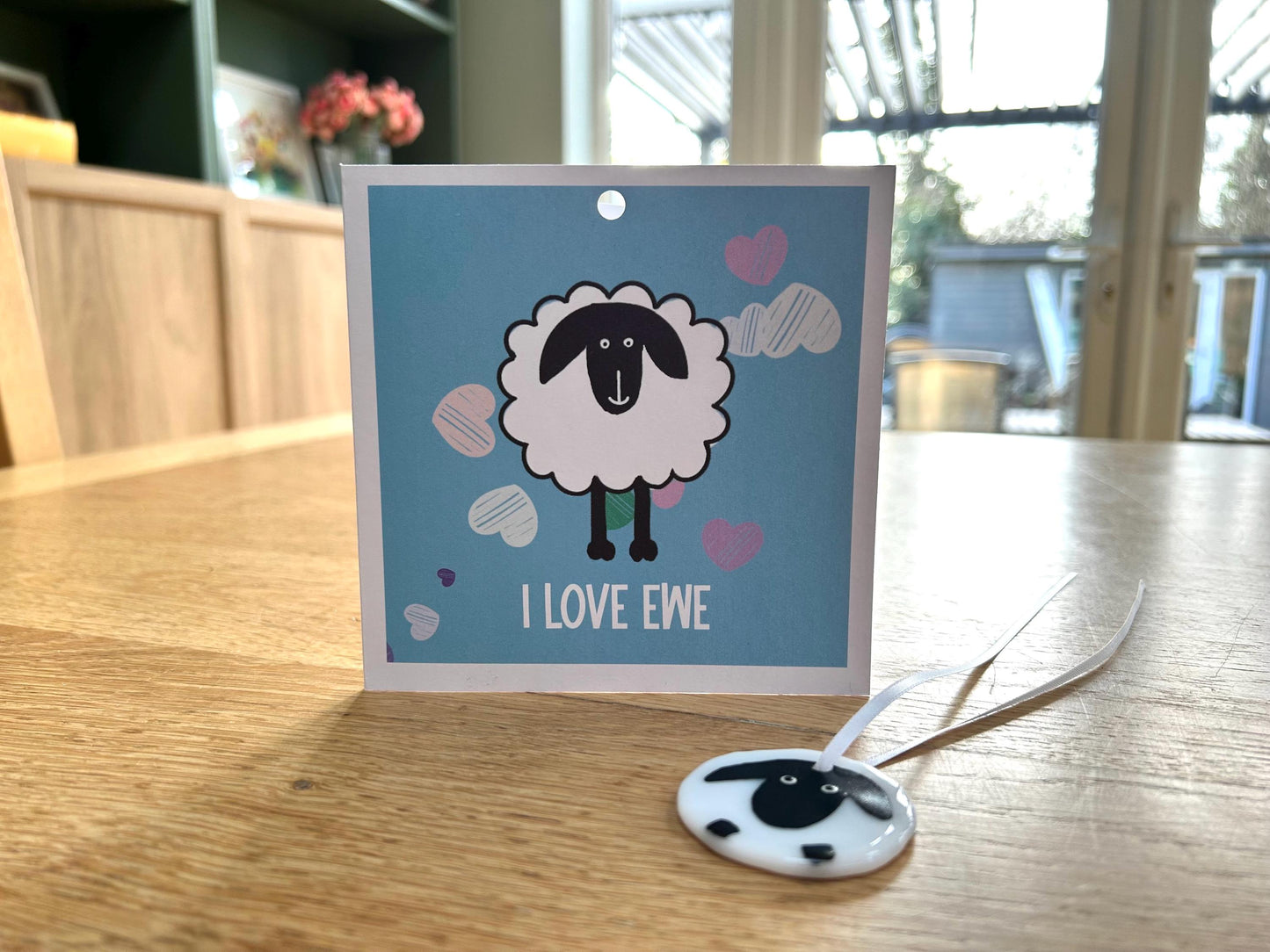 Sheep card with Glass Keepsake