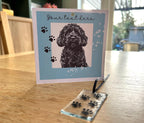 Cockerpoo greetings card with glass ornament