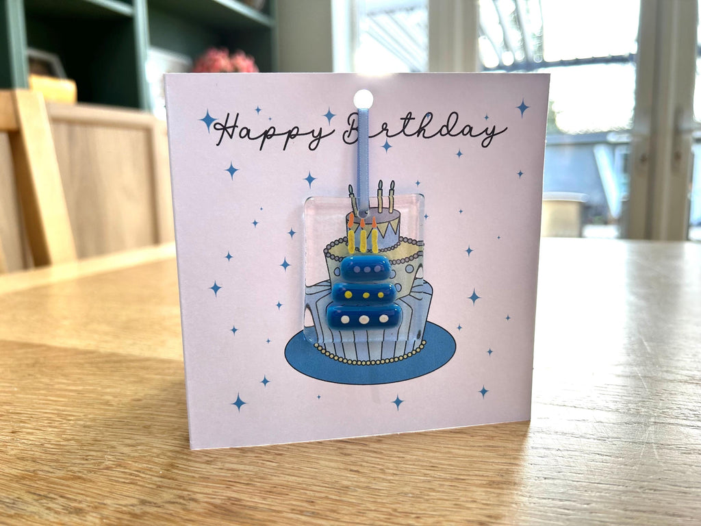 Birthday card with glass ornament
