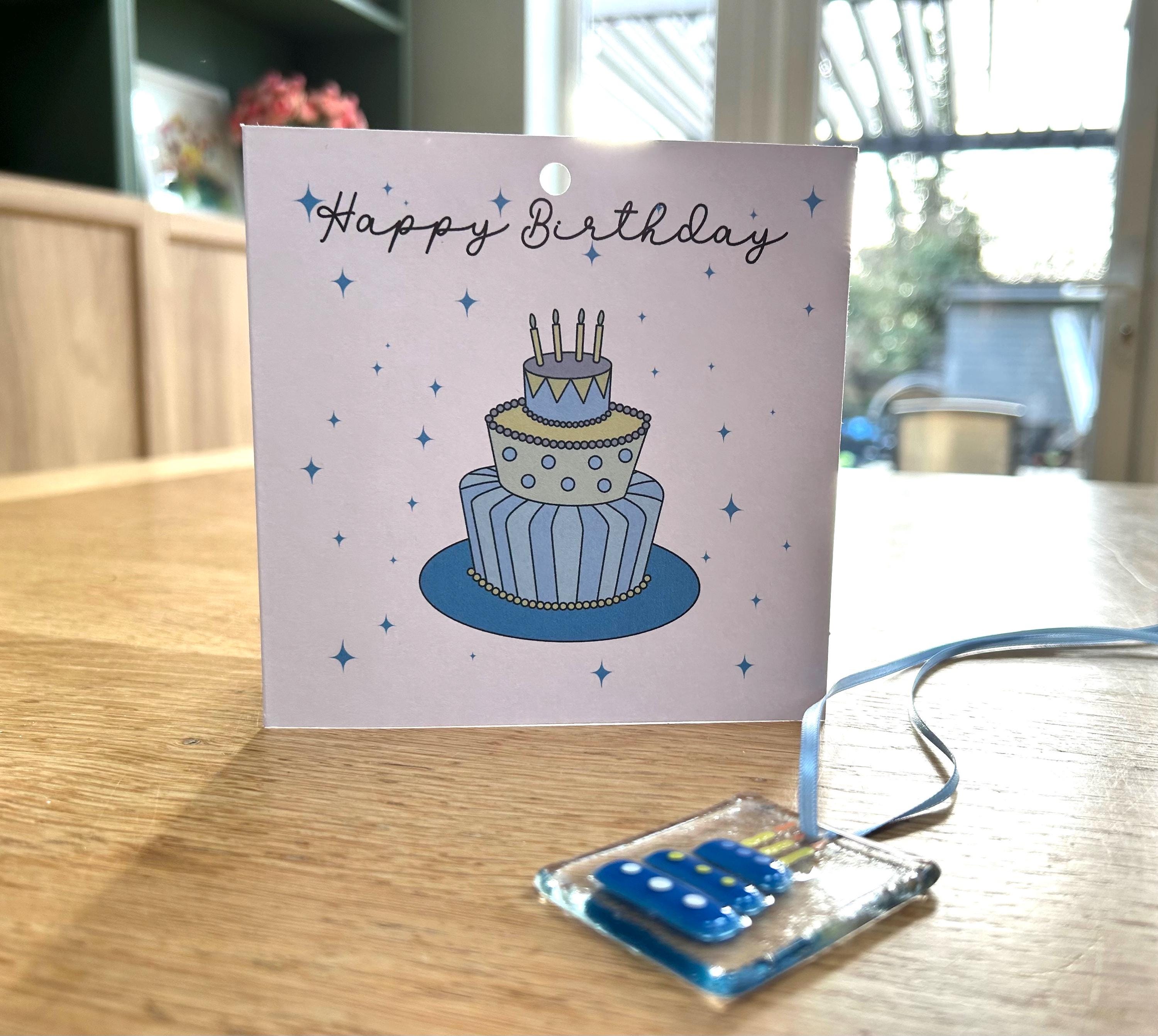 Birthday card with glass ornament