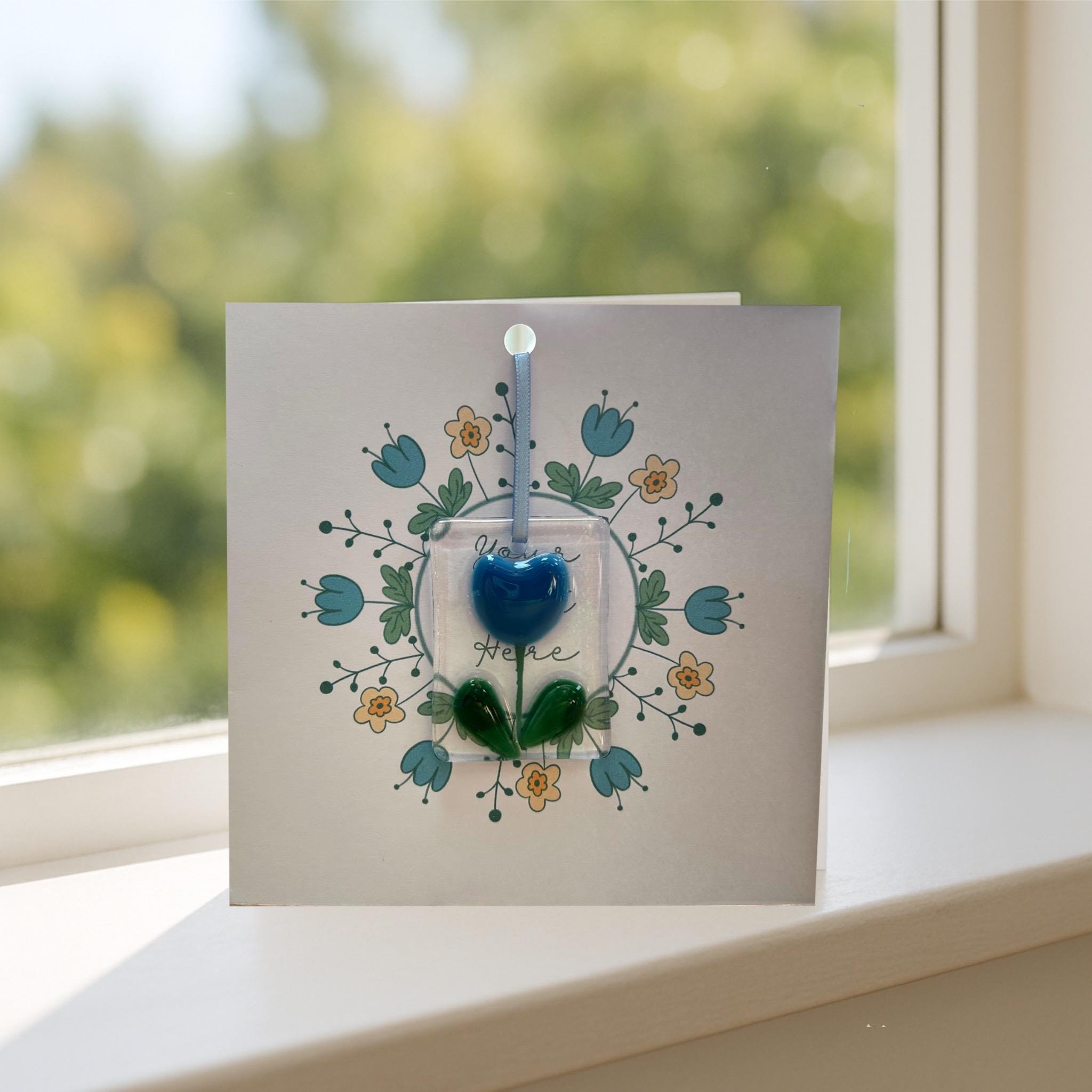 Flower card with Glass Keepsake