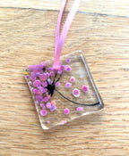 Floral greetings card with glass ornament