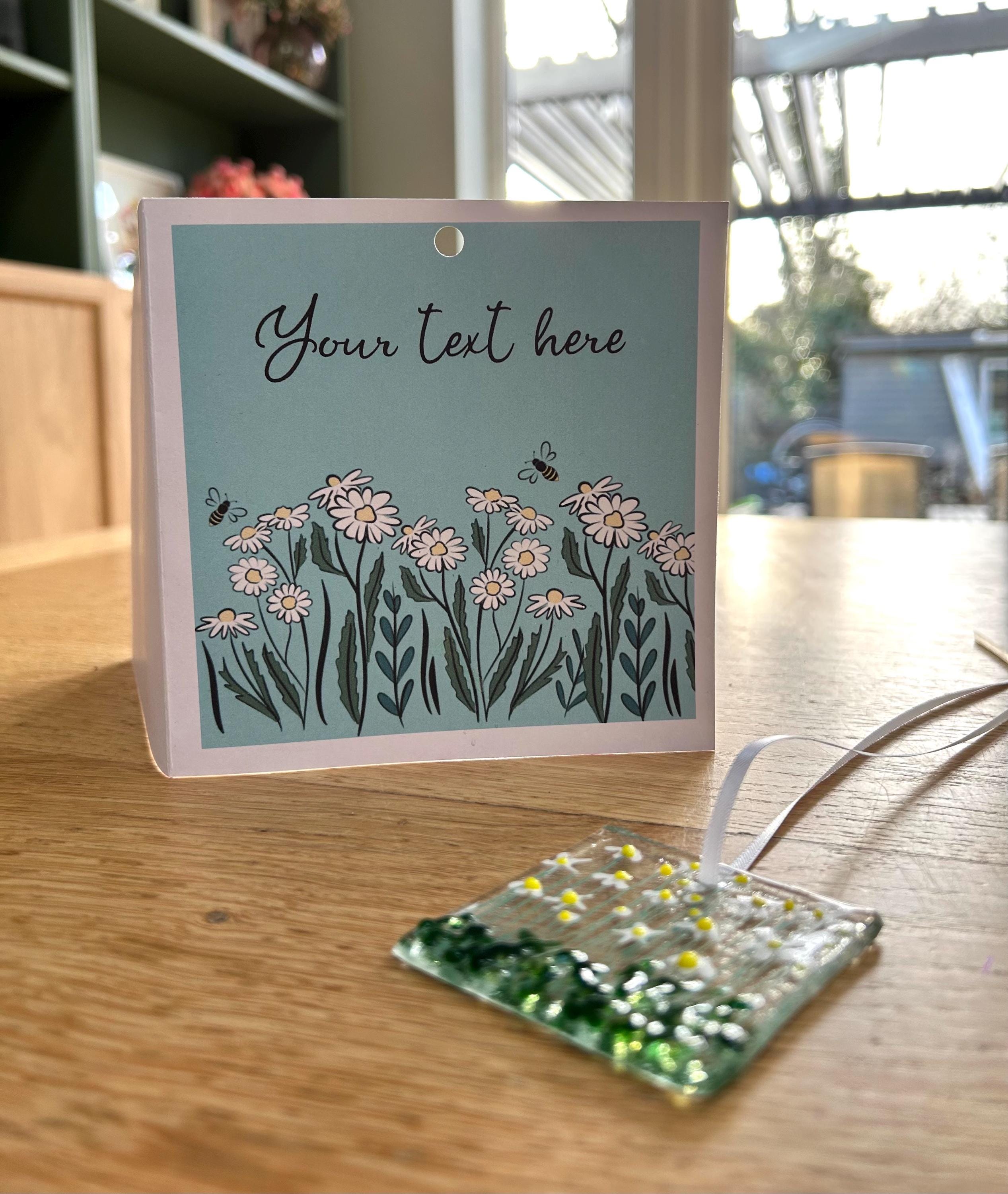Daisy card with glass ornament