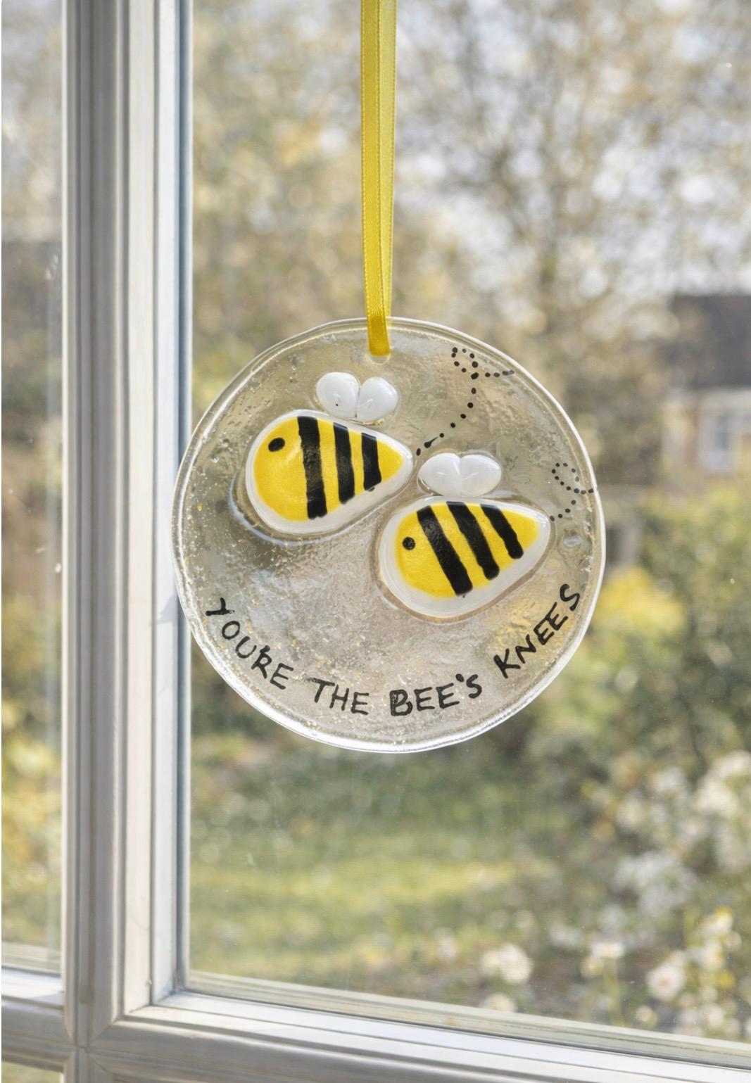 Fused Glass “You’re the bees knees” Bee Suncatcher – Handmade Gift