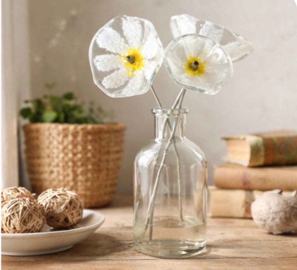 Handmade fused glass daisies