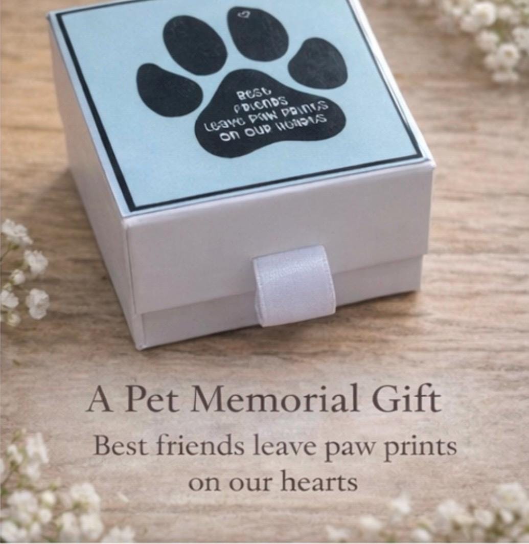 Fused Glass Paw Print Heart – Gift Boxed Keepsake.