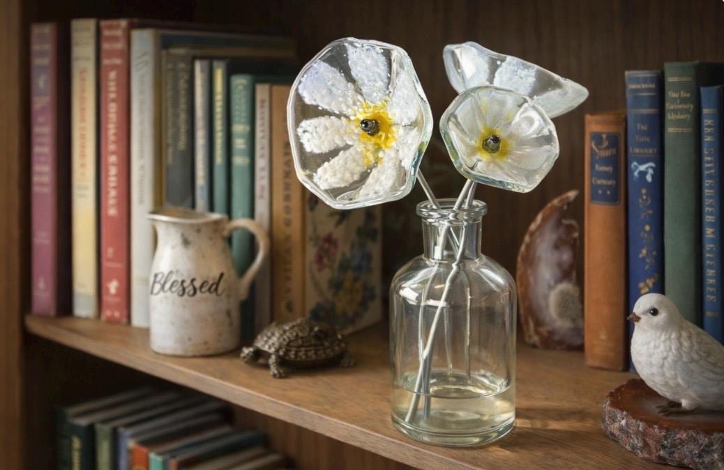 Handmade fused glass daisies