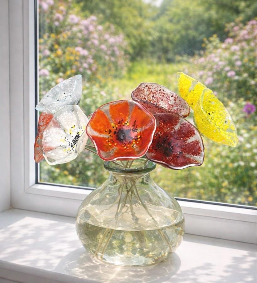 Fused Glass flowers - US Tariffs included