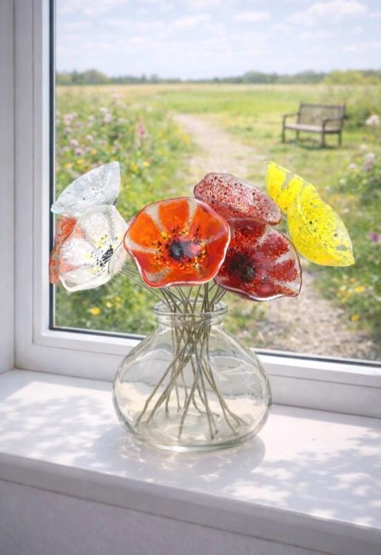 Fused Glass flowers - US Tariffs included