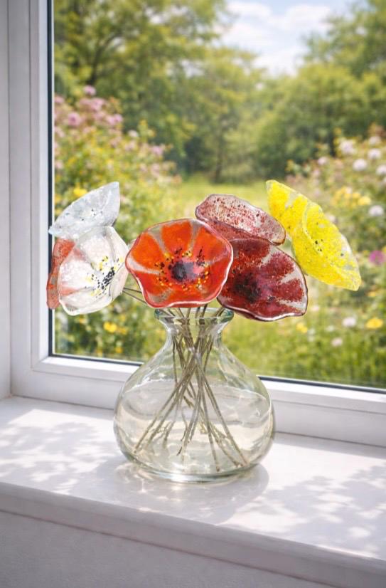 Fused Glass flowers - US Tariffs included