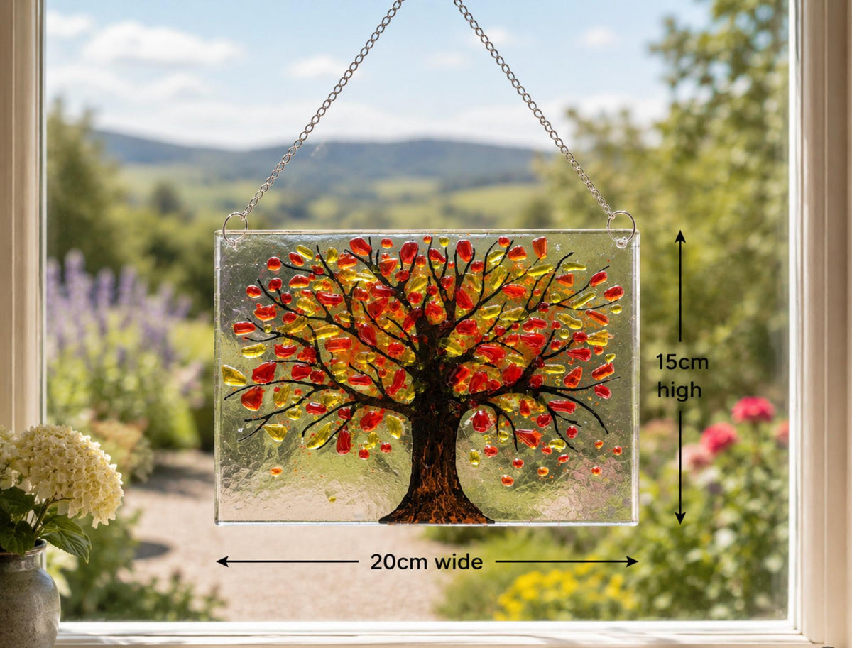 Fused glass autumn tree