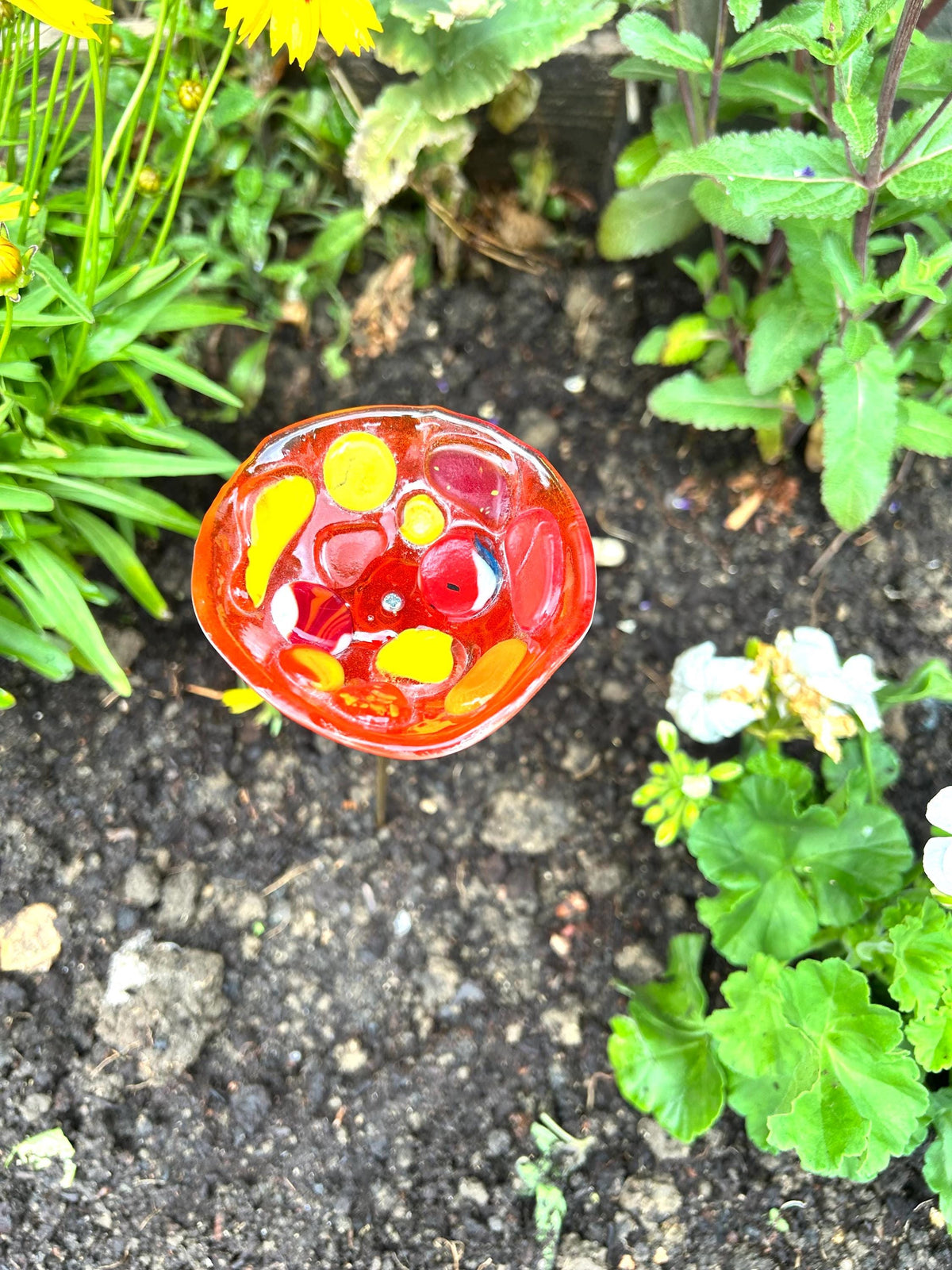 Handmade fused glass bee bath