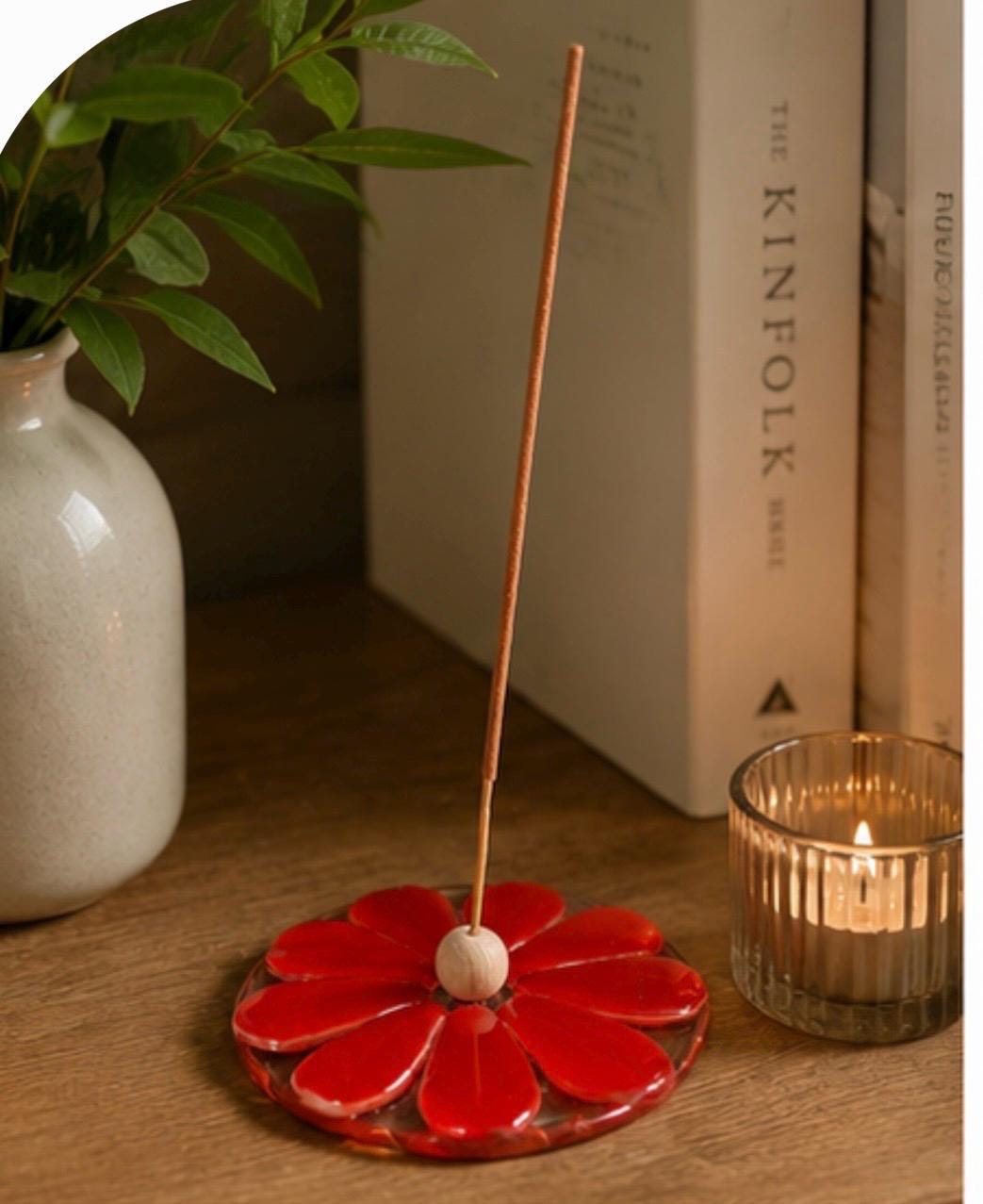 Handmade fused glass incense holder